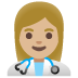 👩🏼‍⚕️ woman health worker: medium-light skin tone display on Google